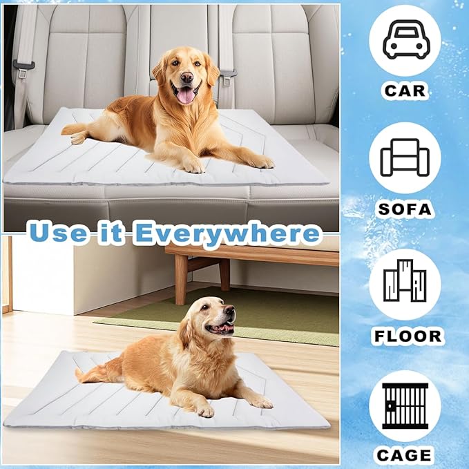 Qonimm Dog Cooling Mat for Large Dogs 40 x 28''Self Coolings Foldable Cooling Pad,Q-MAX>0.5 Washable Ice Cool Fabric-Cool on Contact，Easy Washable Pet Pad for Kennel Sofa Floor Car Seats in Summer