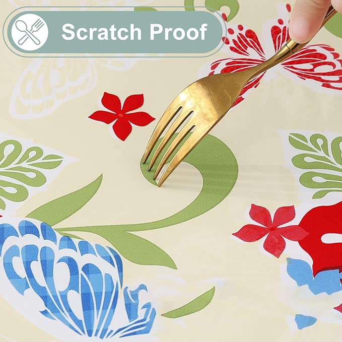 misaya Rectangle Waterproof Vinyl Table Cloth, Wipeable Tablecloth with Flannel Backing, Plastic Table Cover for Dinner, Picnic, Indoor and Outdoor (Butterfly, 60" x 102")