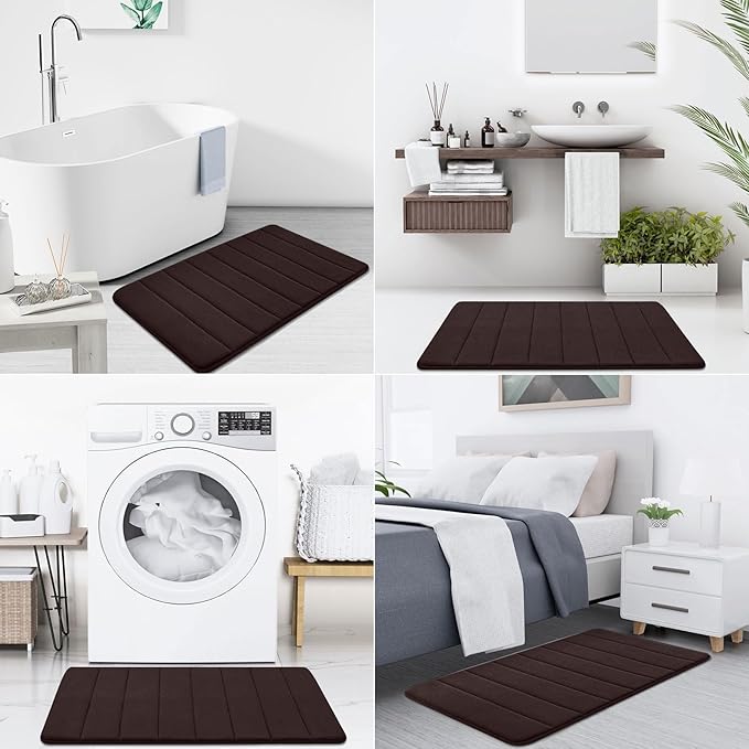 Buganda Memory Foam Bath Mat, 30" x 20", Ultra Soft and Non-Slip Bathroom Rugs, Water Absorbent and Machine Washable Bath Rug for Bathroom, Shower, and Tub, Brown