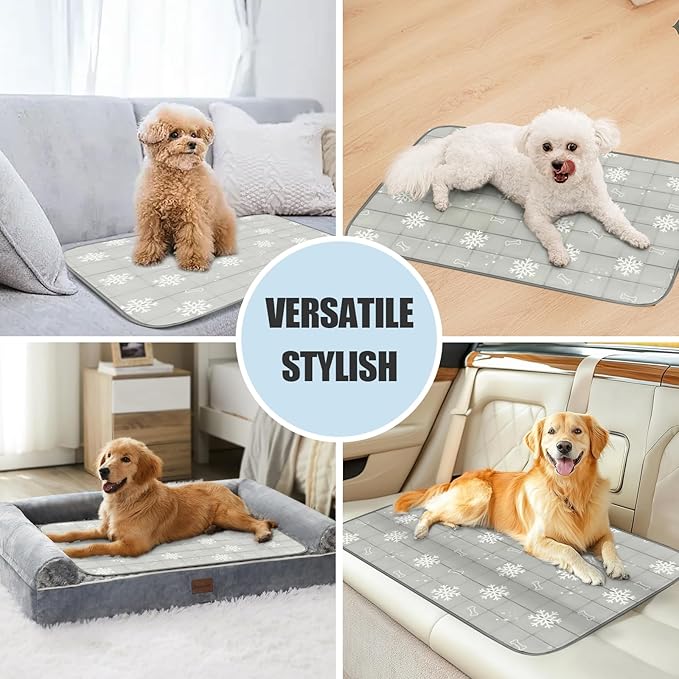 RIOGOO Dog Cooling Mat, Dog Blanket Washable, Cool Fabric & Internal Waterproof Cooling Pad (Grey, Medium (28X20 inch))