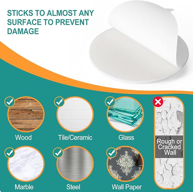 10-Pack Door Stoppers Wall Protector, [3.15"] Large White Silicone Door Bumpers with Strong Thickened Adhesive,Shock Absorbent Door Knobs Wall Protectors to Cover up Damage and Protect Wall Surfaces
