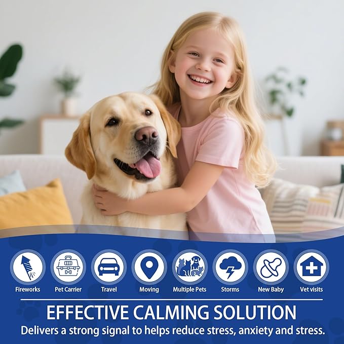 Dog Pheromone Calming Diffuser: Relaxing Pheromone Diffuser for Dogs Relief Stress Anxiety Fighting Scratching Barking, Dog Calming Pheromone Diffuser Kit with 2 Plug in Diffuser+4 Refill 48ml (6in1)