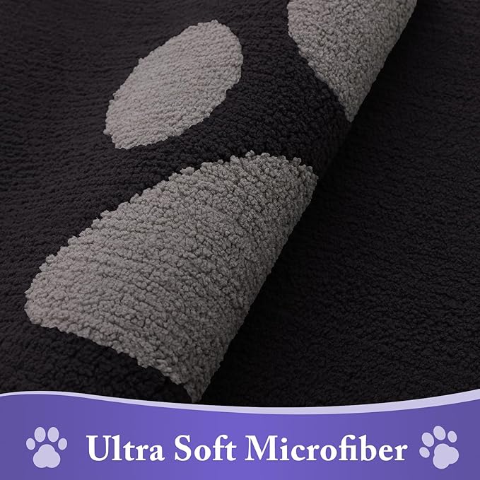Buganda Dog Door Mat for Muddy Paws, Absorbent Dirt Trapper Non Slip Indoor Doormats, Washable Low-Profile Mat for Mud Dogs, Entryway Carpet for Inside Floor (48x30 Inches, Black and Grey)