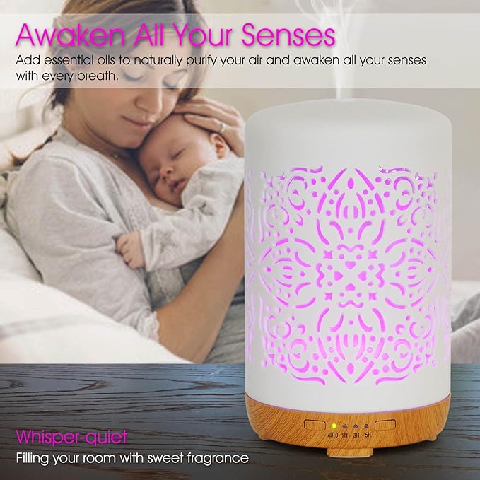 Earnest Living Smart WiFi Essential Oil Diffuser White Ceramic Diffuser 250 ml with Alexa App Phone Control LED and Auto Off Office Humidifier Aromatherapy Diffusers for Essential Oils