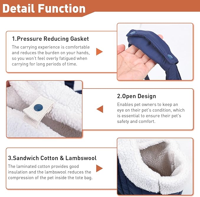 ETIAL Small Dog Carrier Purse, Winter Fleece Warm Dog Tote Bag Carrier with Secure Harness Clip for Puppy Kitten, Waterproof Pet Travel Handbag for Shopping, Hiking and Walking (Beige)