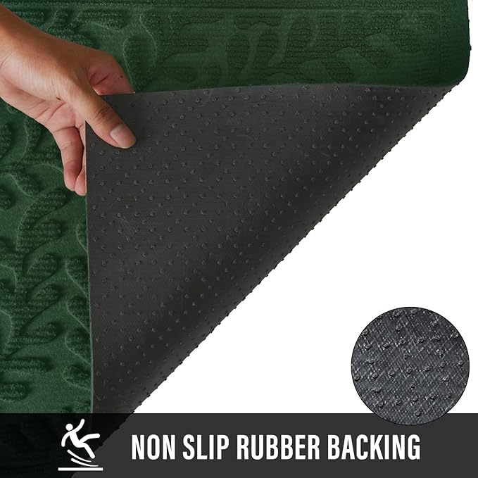 Front Door Mat, Absorbent Dirt Trapping Welcome Door Mat Indoor Outdoor, Non Slip Entry Mat, Indoor Outdoor Door Mats, Fade Resistant, Low Profile Doormat for Entryway, 36×24, Green