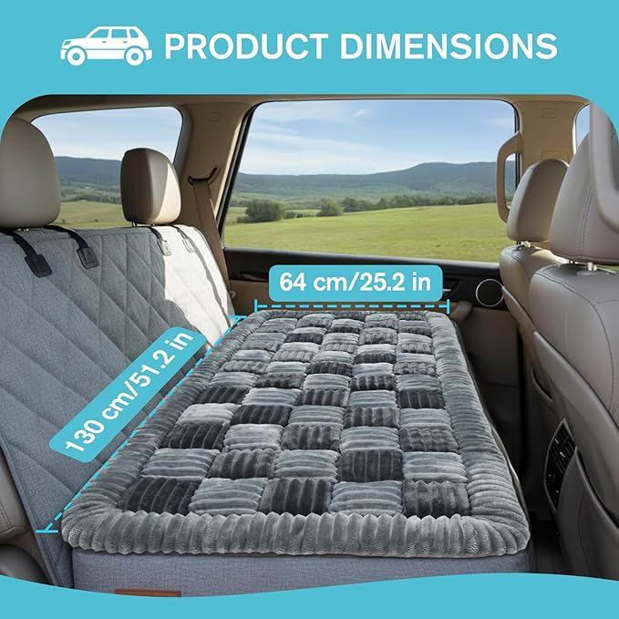 AiQInu Dog Bed for Car Back Seat - Non-Slip, Washable Dog Mat for Car, Plush Soft Comfort Dog Car Seat Cover for Back Seat Extenders, Suitable for Car, Truck, and SUV (25.2" x 50.4")