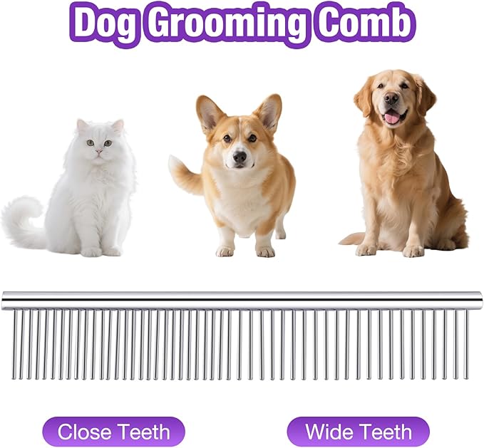 CADABY Professional Dog Grooming Scissors with Safety Round Tips, 3 in 1 Dog Grooming Scissors Kit, 4CR Stainless Steel Pet Grooming Shears, Sharp and Sturdy, Purple