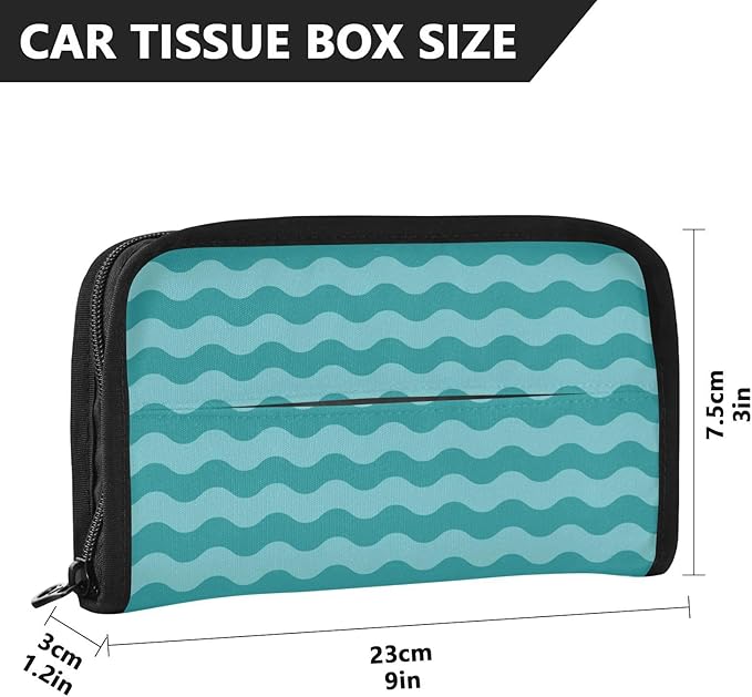 Car Tissue Holder Car Napkin Holder Car Tissue Box Dispenser Storage Case Sun Visor Mask Holder with Adjustable Straps Reusable Refillable Sea Wave