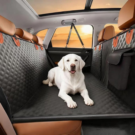 Dog Car Seat Cover for Back Seat, Hard Bottom Car Seat Cover for Dogs with Door Protectors for Traveling and Camping with Pets, Waterproof and Scratch-Resistant, Suitable for Cars
