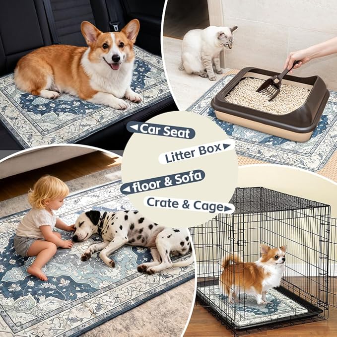 Washable Pee Pads for Dogs 2 Pack Reusable Puppy Training Pads 36"x36" Super Absorbent Waterproof Dog Training Pads, Non-Slip Potty Pads Whelping Pads Litter Mat Pet Supplies - Navy/Mix