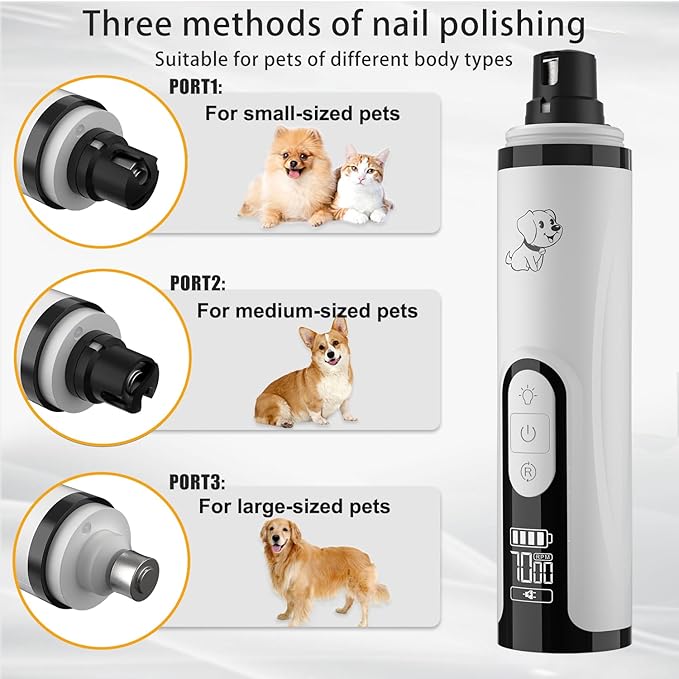 New Upgraded Silent Dog Nail Grinder, Cordless Grooming Pro Nail Grinder with 3 Adjustable Speeds &Dual Led Light, Painless Paws Grooming for Small Medium Large Dogs & Cats (M5)