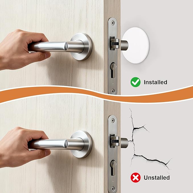 Probrico White Silicone Door Stoppers, 3.15" Round Self-Adhesive Wall Protector 4 Packs, Not-Clear Bumper for Wall/Cabinet Door Protecting, Soft Silicone Crash Pads-Quiet Door Opening