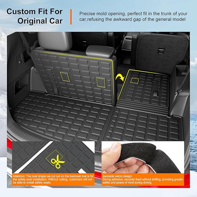 powoq Cargo Mat Compatible with 2020-2025 Kia Telluride Trunk Mat Cargo Liner TPE Back Seat Protector Trunk Liner Replacement for 2020-2025 Kia Telluride Accessories