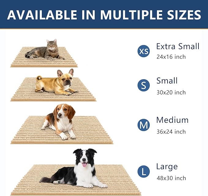 Smiry Dog Door Mat for Muddy Paws 40x24, Extra Soft Absorbent Chenille Doormat, Trap Moisture and Dirt, Non-Slip Machine Washable Front Door Mat for Indoor Entrance Inside Floor, Beige