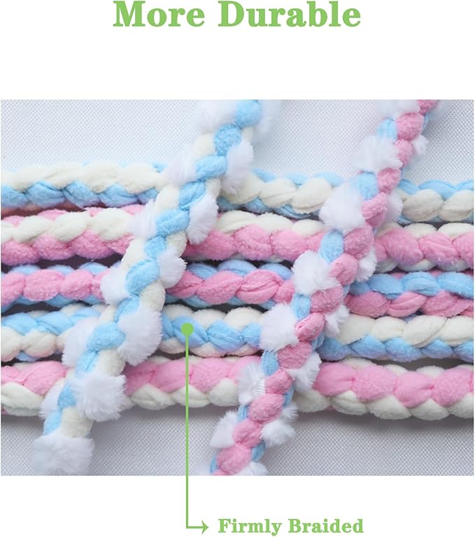 Baba&Nana Valentine's Day 2PC Braided Fleece Dog Tug Toy Set - Heart & Ring Design in Romantic Pink Colors Dog Tug Rope, Interactive Tug of War Toy for Agility Dogs (Valentine's Style)