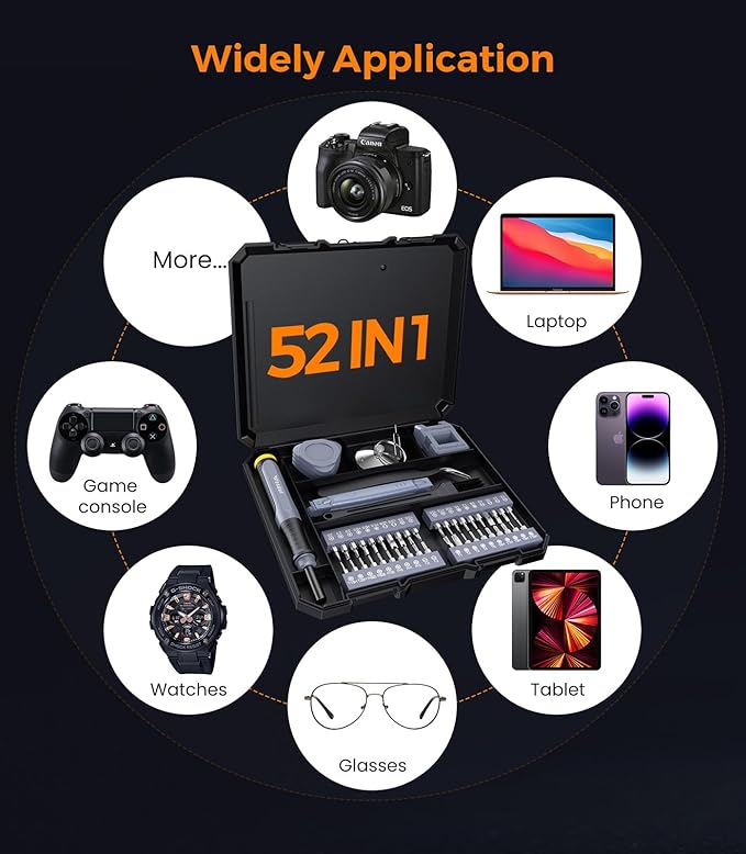 2026 Updated 52in1 Mini Precision Screwdriver Set, [S2 Military-grade alloy] Small Screw Driver Set, Magnetic Repair Tool Kit for Phone, PC, Laptop, Xbox, Switch, Eyeglasses, Watch, Electronic