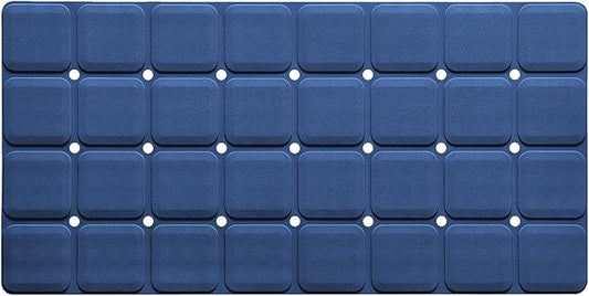 Webos Silicone Bath Mat with Suction Cups – Non-Slip Foldable Bathtub & Shower Mat, Durable & Quick-Dry Safety Tub Mat with Large Drain Holes for Families 28"x 14" Navy Blue