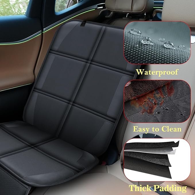 Meolsaek Car Seat Protector for Child Car Seat, Durable 600D Fabric Waterproof Car Seat Cover with Thick Pad Non-Slip Backing (No Imprints)