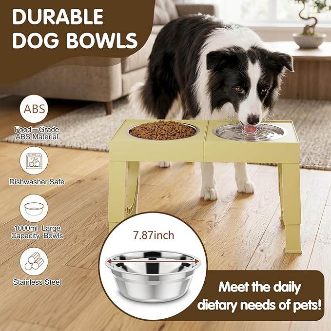 XIAZ Elevated Dog Bowls Large Breed Raised Dogs Bowl Stand Large/Medium Sized Dog Stainless Steel Food Water Bowl Stands 5 Heights Adjustable 9/11/12/15in Pet Feeder Dish Station