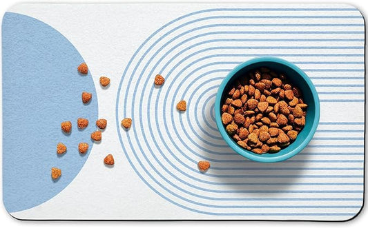 Dog Food Mats for Floors Waterproof, Cat Water Bowl Mats Pet Feeding Absorbent Mat Placemats for Food and Water Blue Bohemia 24 * 32 inch