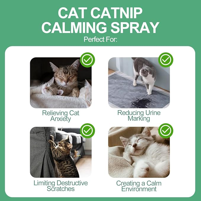 Cat Calming Spray with Natural Mint – 150ml Pet Relaxant for Cats and Kittens – Helps Reduce Stress, Anxiety & Unwanted Behavior – Plant-Based Soothing Spray for Travel, Vets & Home Use