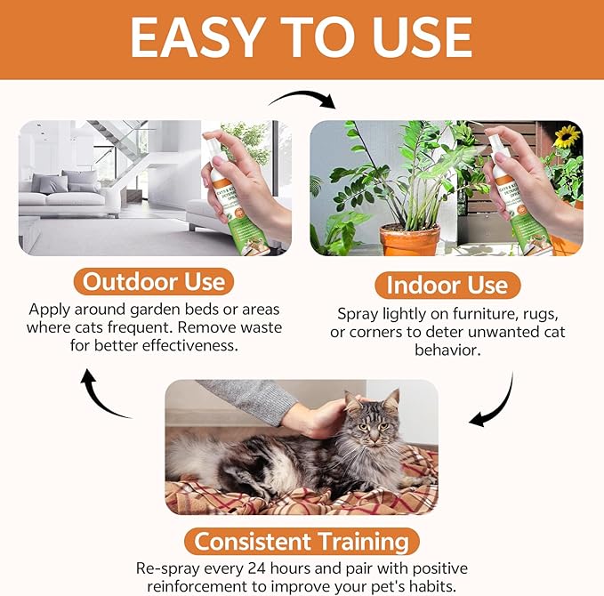 Cat Deterrent Spray 6.76 OZ - Natural No Scratch Spray for Cats to Anti Scratching Marking Furniture Garden, Keep Cats Off Furniture, No Trace, Training & Behavior Aids Indoor Use