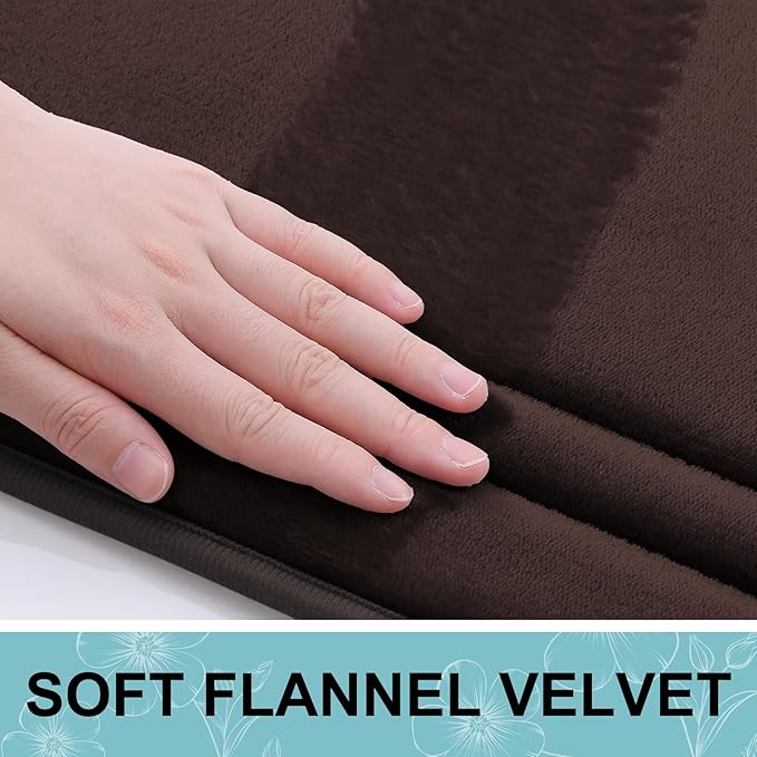 Grandaily Memory Foam Bath Mat Rug 44x24, Ultra Soft, Non-Slip and Absorbent Bathroom Rugs, Machine Wash Dry, Comfortable Bath Carpet for Bathroom Floor, Tub and Shower, Brown
