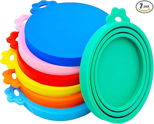7 Pcs Pet Can Covers, Food Can Lids, Universal BPA Free Silicone Can Lids Covers