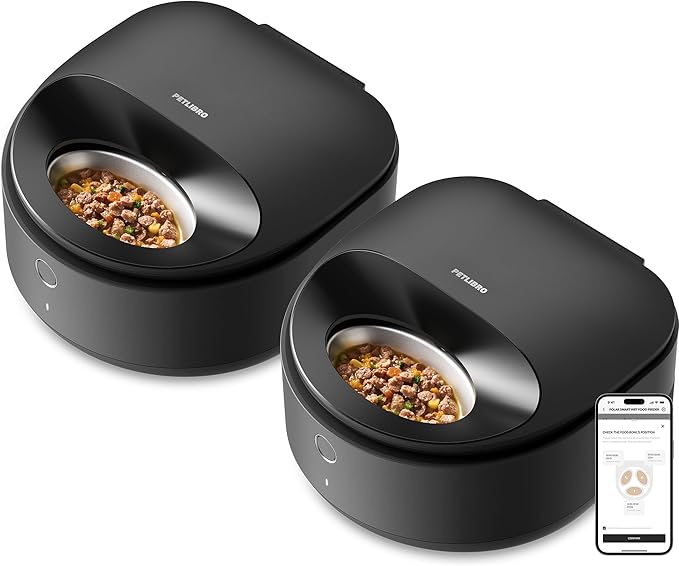 PETLIBRO Automatic Cat Feeder Wet Food with Stainless Steel Bowl 2 Packs, Refrigerated Auto Cat Feeder with Semiconductor Cooling, 3 Fresh Meals, App-Controlled Pet Food Dispenser, Easy to Clean
