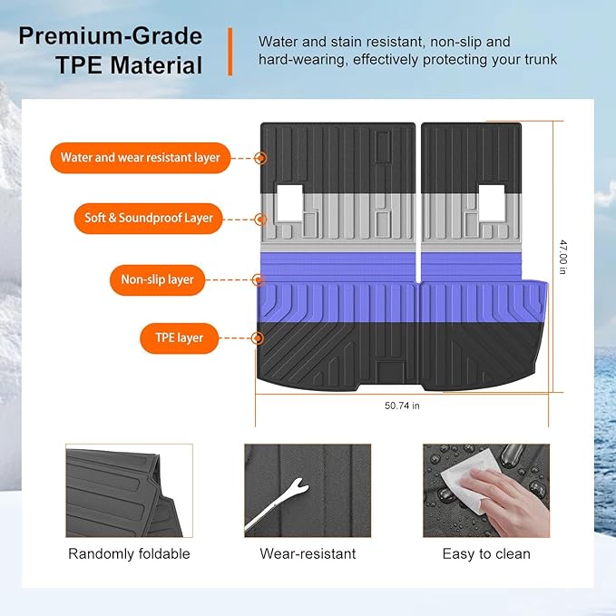 powoq Cargo Mat Compatible with 2009-2015 Honda Pilot Trunk Mat Cargo Liner Backrest Liner TPE Replacement for 2009-2011 2012 2013 2014 2015 Honda Pilot Accessories (Trunk Mat with Backrest Mats)
