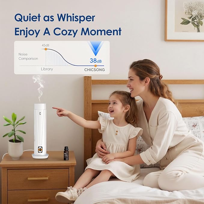 Waterless Scent Diffuser – 1200 Sq Ft Coverage, Essential Oil Diffuser with Remote Control, Quiet Aromatherapy Diffuser with LED Light & Timer, Scent Air Machine for Home, Office, Hotel