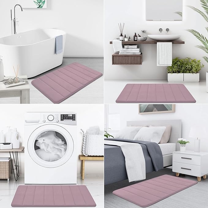 Buganda Memory Foam Bath Mat, 35.4" x 24", Ultra Soft and Non-Slip Bathroom Rugs, Water Absorbent and Machine Washable Bath Rug Runner for Bathroom, Shower, and Tub, Mauve