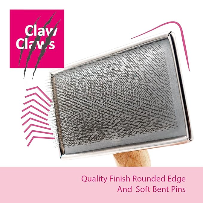 Claw Claws Pet Slicker Brush for Large Dogs, Wooden Handle with Stainless Steel Soft Pins, Gently Remove Tangled, Loose Undercoat and Mats Hair, Pet Grooming Brush Tool (8"), Wool Needle Felting Brush
