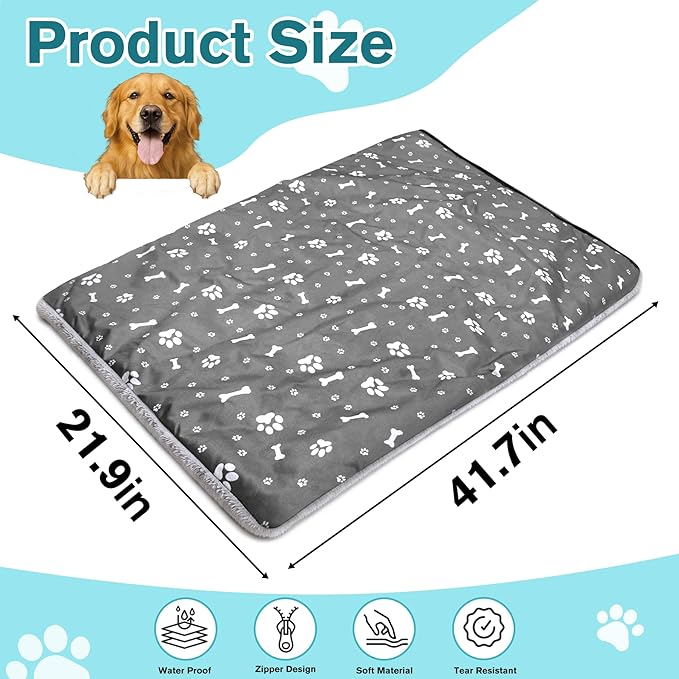 41.7 * 27.9inch Dog Crate Pan Covers Washable Dog Crate Tray Cover Waterproof Oxford Cloth/Soft Flannel Side Fit Bed Liner for Pet Cage Pan