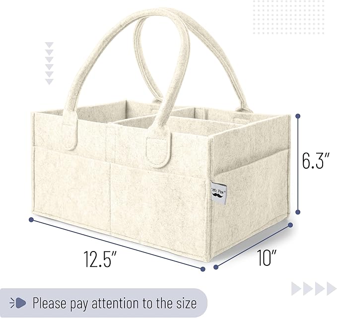 Mr. Pen- Baby Diaper Caddy Organizer, Beige, Medium, Nursery Storage Bin and Car Organizer for Diapers and Baby Wipes