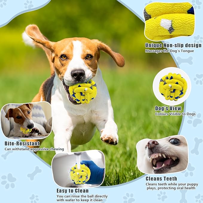 Magicorange Dog Balls 4 Pack Tennis Ball Toys Dog Toy for Aggressive Chewers Indestructible Teething Chew Toys Fetch Ball for Dogs