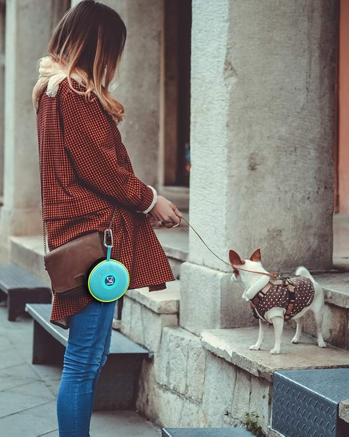 KALLAK Portable 2 in 1 Pet Bowls with Zipper Carrying Case and Carabiner, Collapsible Double Travel Dog Bowls for Food and Water Feeding, Foldable Camping Dog Cat Bowl