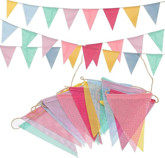 48Pcs Pennant Banner Flags, 52Ft Colorful Triangle Banners, Multicolor Bunting String Triangle Garland Flags for Birthdays Easter Classroom School Carnival Indoor Outdoor Party Decorations