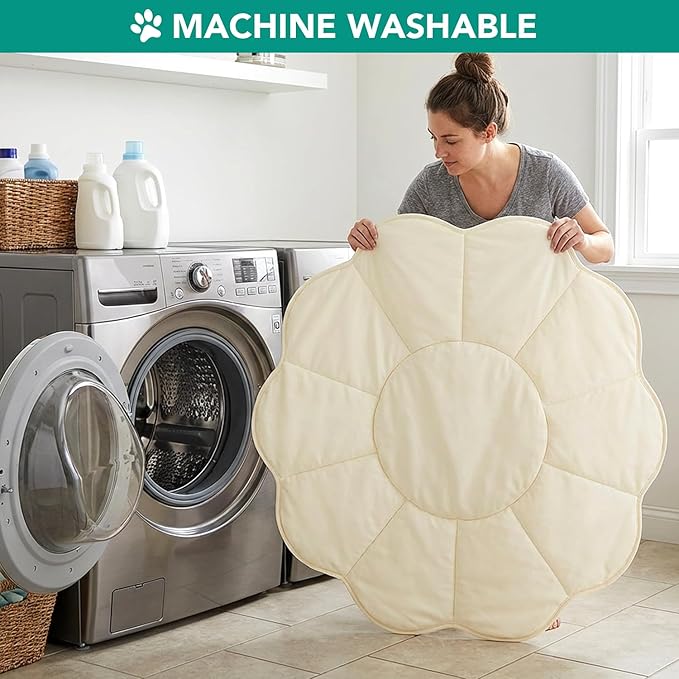 PetAmi Dog Cooling Mat, Flower Shape, Reversible Cooling Nylon Blanket Soft Fleece Pet Pad for Dogs Cats, Summer All Season Use Q-Max>0.3, Large 54x54 in, Beige