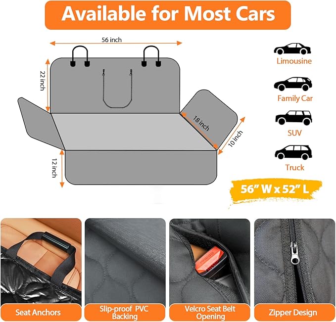 URPOWER Dog Car Seat Cover for Back Seat - Waterproof Car Seat Protector for Child Carseat & Pets, Nonslip Car Seat Covers for Cars, SUVs & Small Trucks