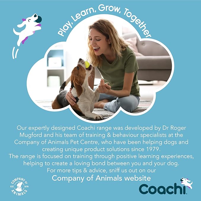 Coachi Tuggi Helix - Interactive Dog Toy for Tug of War & Play. Strong & Lightweight, Stretchy Bungee Handle, Reward Training, Interrupting Biting & Chewing, Ideal for Agility & Suitable for Puppies