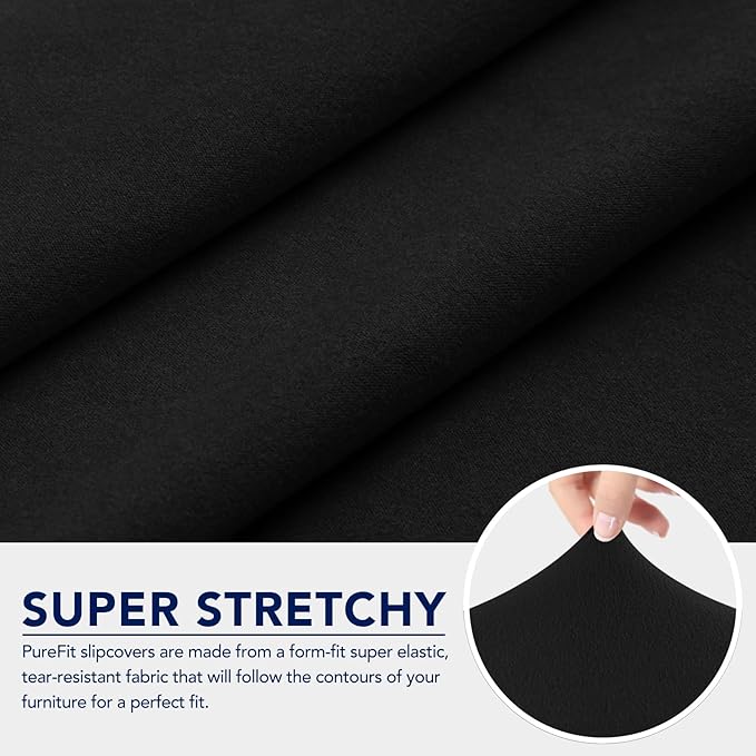 PureFit 100% Dual Waterproof Couch Cover Slipcovers for Couches and Sofas - Stretch Non Slip Fleece Sofa Covers Washable, Leakproof Furniture Protector for Kids, Pets, Dog (Recliner, Black)