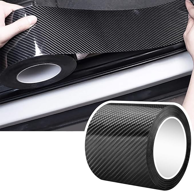 DGSL Car Door Edge Guards Door Sill Protector, 2.7In x 19.7Ft 5D Carbon Fiber Car Wrap Film, Vinyl Automotive Wrap Film Anti-Collision Fits for Most Car (Black)