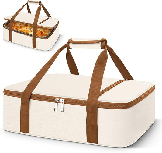 Coobiiya Insulated Casserole Carrier – Portable Tote for Hot or Cold Food, Warmer & Cooler Bag Lunch Bag, Fits 9" x 13" Baking Dish, Ideal for Potluck Parties