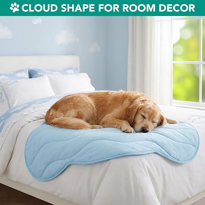 PetAmi Dog Cooling Mat, Cloud Shape, Reversible Cooling Nylon Blanket Soft Fleece Pet Pad for Dogs Cats, Summer All Season Use Q-Max>0.3, Medium 38x48 in, Light Blue