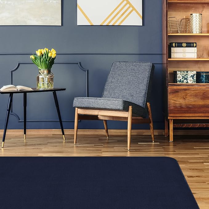 House, Home and More Skid-Resistant Carpet Indoor Area Rug Floor Mat - Navy Blue - 3 Ft X 5 Ft - Non Slip Rubber Backing, Stain Resistant, Dog Friendly, Living Room Bedroom Kitchen Entryway