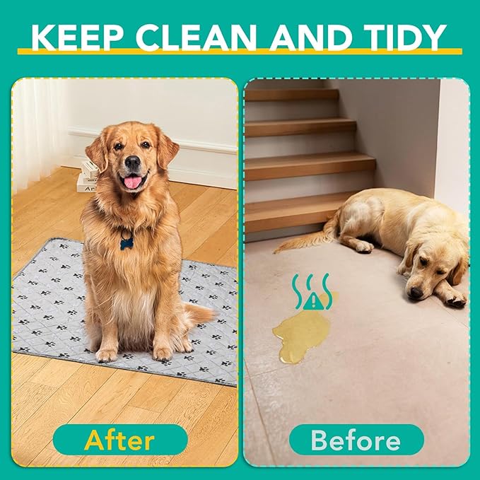 FUWERY Washable Pee Pads for Dogs ,34"X36", Thick Heavy Absorbency Reusable, Prevent Leakage, Non-Slip Pee Pads for Puppy Playpen,Potty Training, Grey, 2 Packs