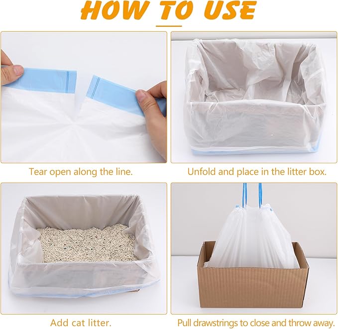 120 Pack Cat Litter Bags Compatible with Litter Robot 4/5/3, Self Cleaning Automatic Litters Box Liners, 25.2 x 15.7 inch (10-12 Gallons)