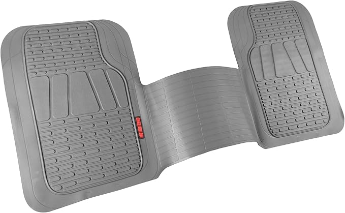 BDK Motor Trend WingRunner Heavy Duty Rubber Rear Floor Mats Liners, Back Row Non-Slip All Weather Interior Protection Universal Fit Design for Trucks Cars Sedans SUV, Fits 2nd or 3rd Row Rear - Black